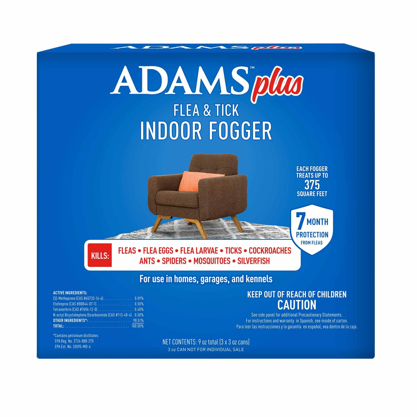 **adams plus fogger 3oz aerosol can 3pk