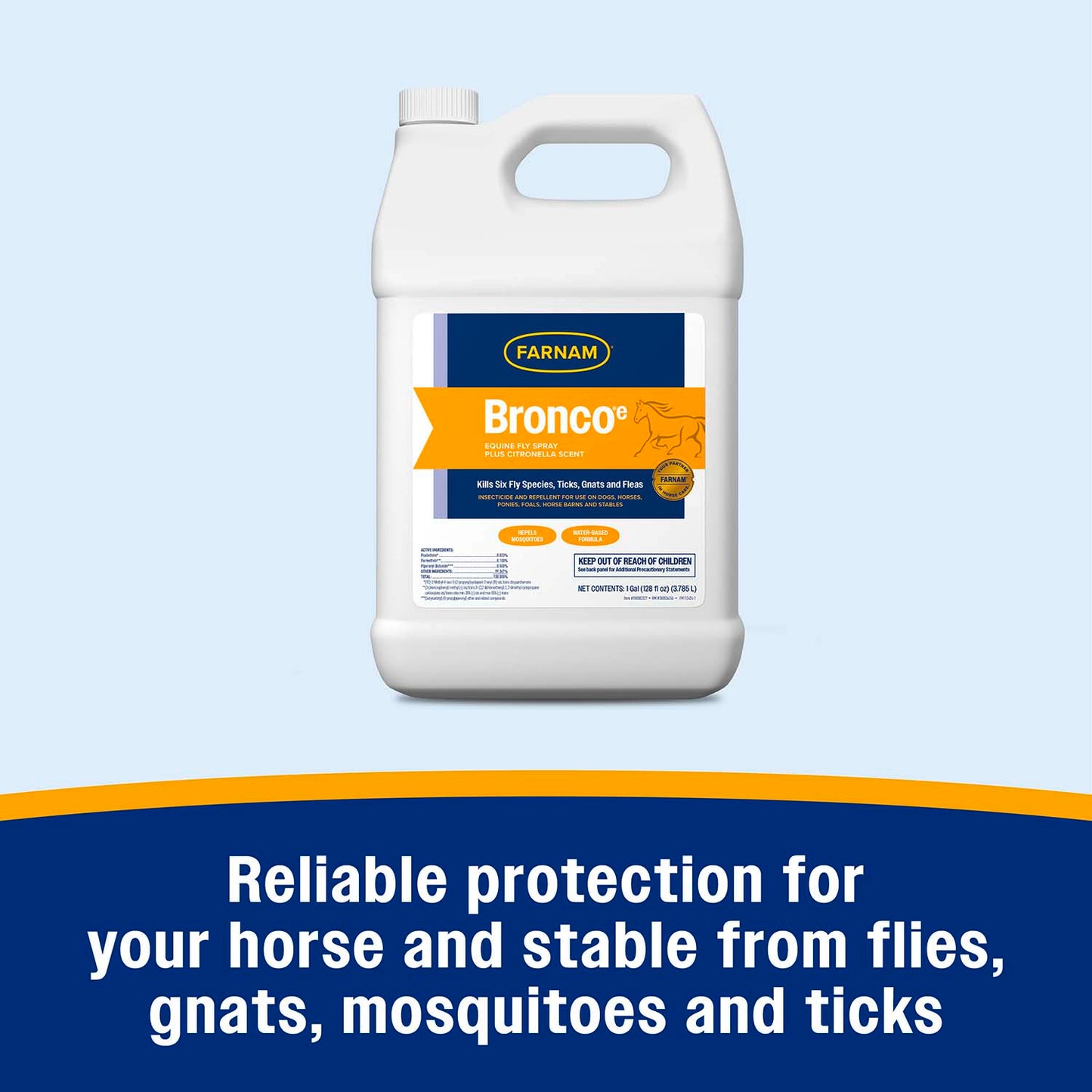 bronco equine fly spray plus citronella scent, gallon