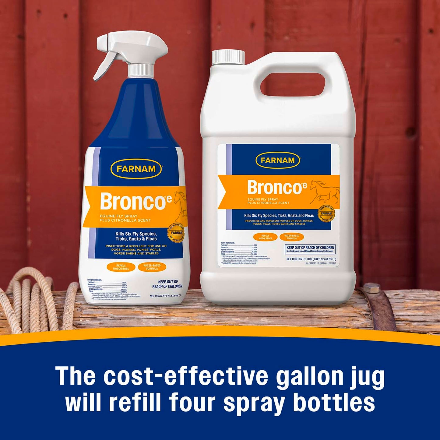 bronco equine fly spray plus citronella scent, gallon