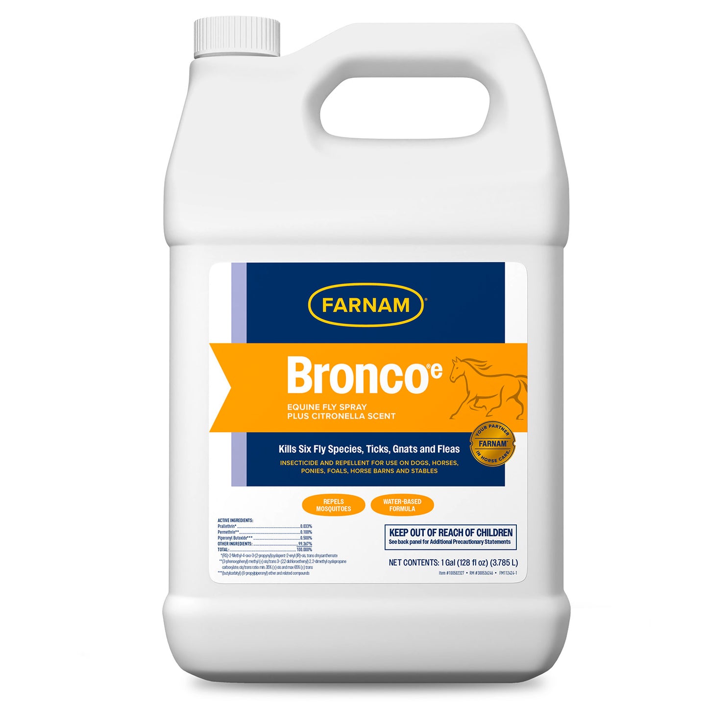 bronco equine fly spray plus citronella scent, gallon