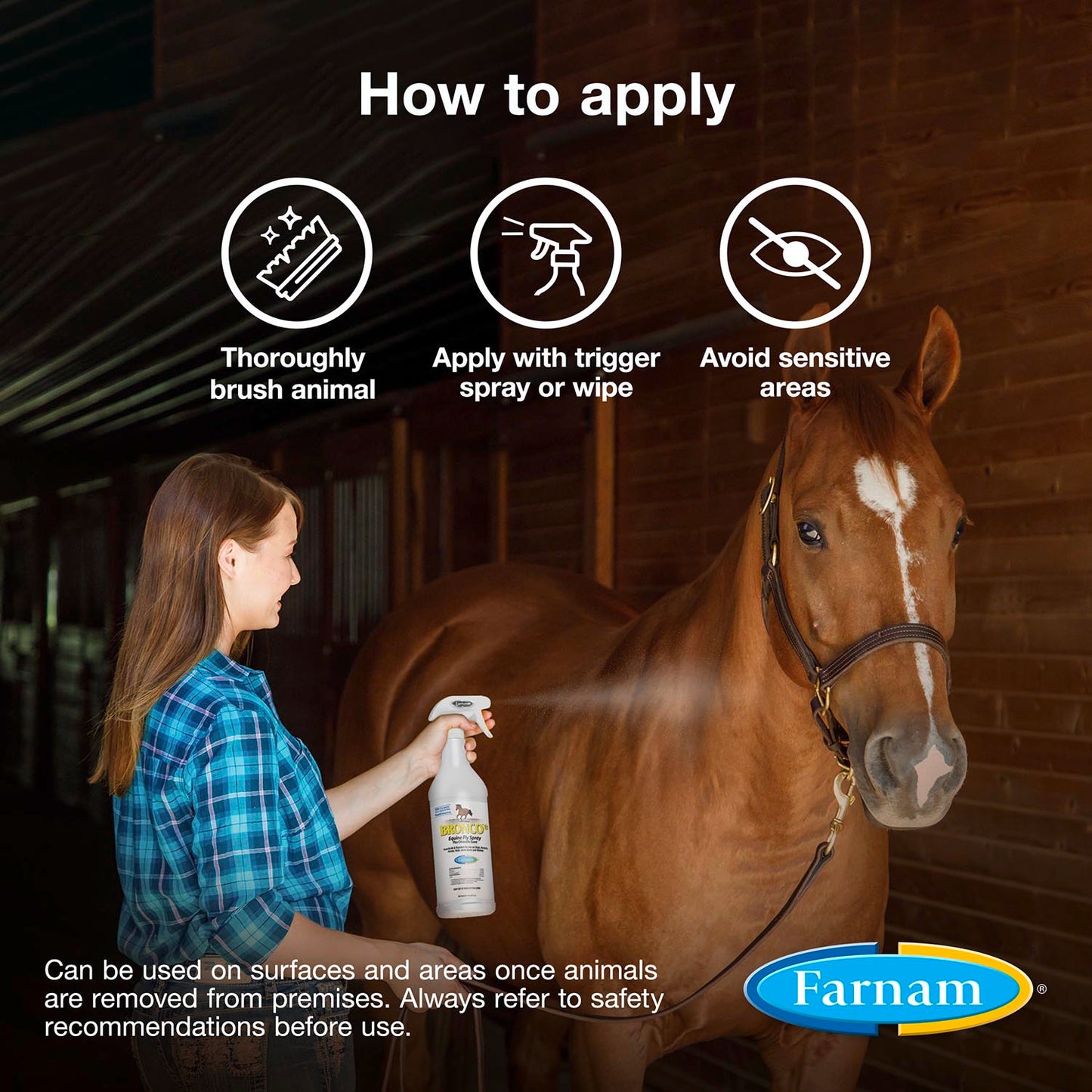 bronco e equine fly spray plus citronella scent, quart