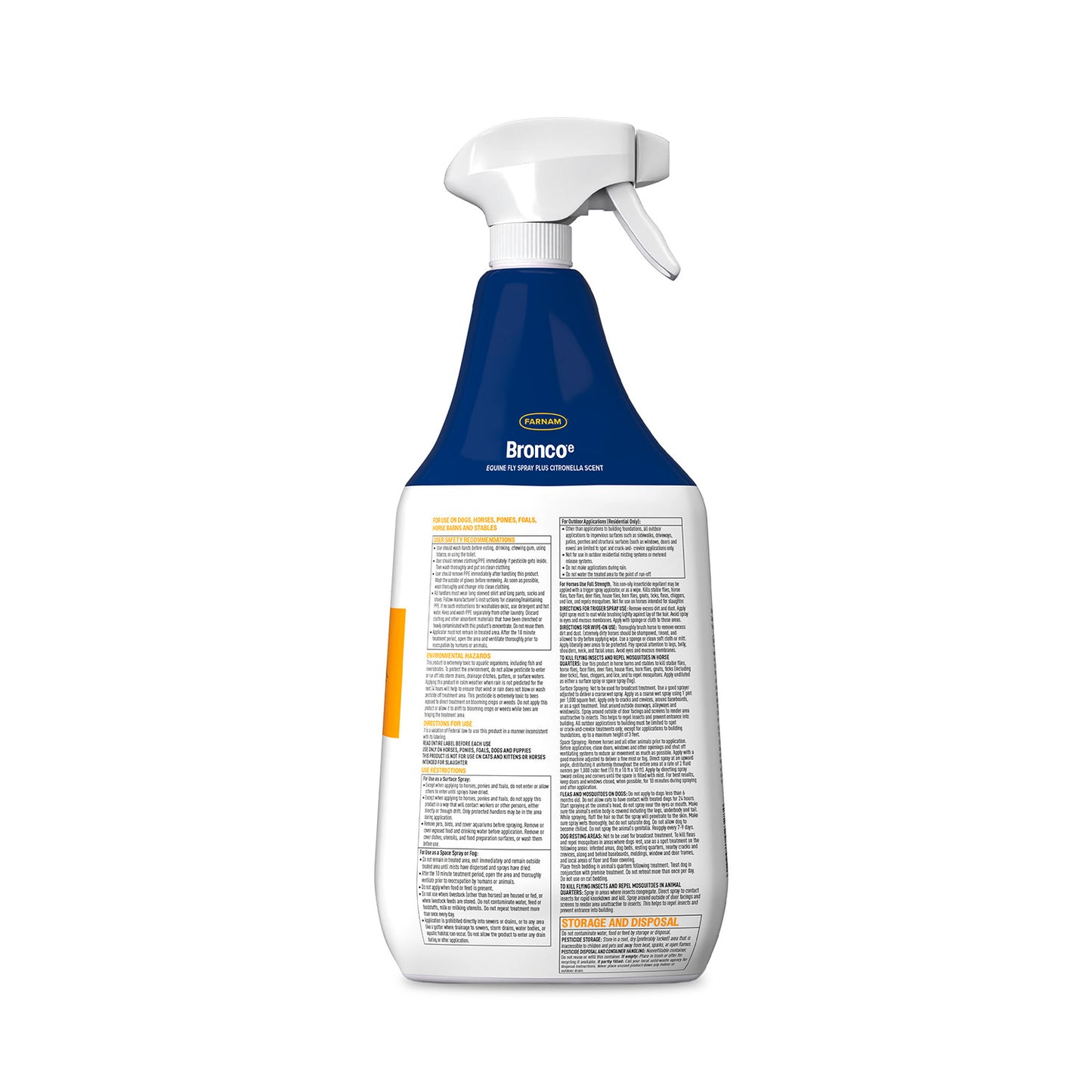 bronco e equine fly spray plus citronella scent, quart