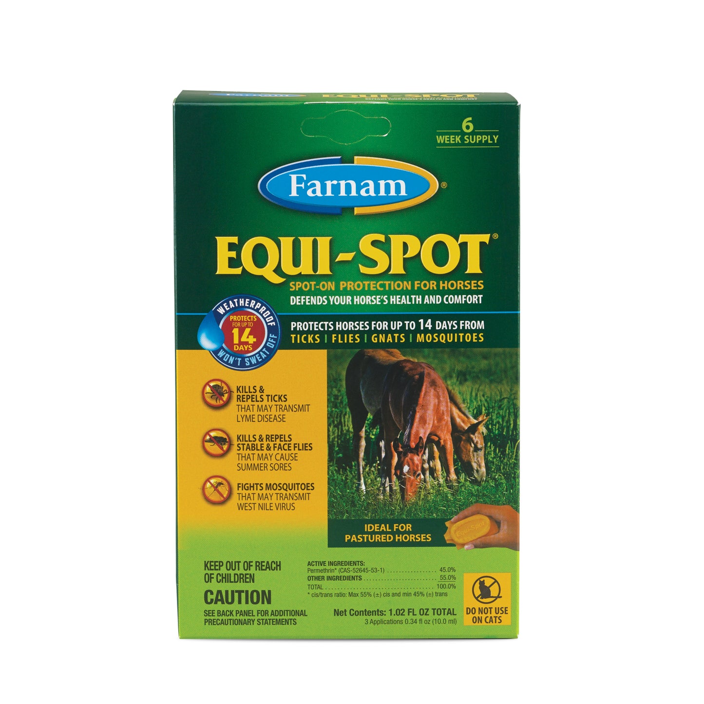 farnam equi-spot topical fly control for horses, 3 doses (10 ml each)