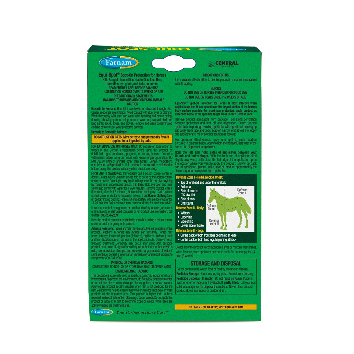 farnam equi-spot topical fly control for horses, 3 doses (10 ml each)