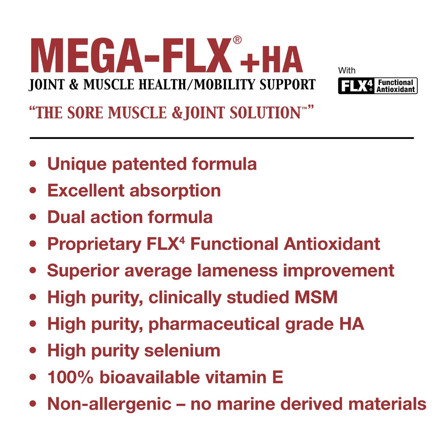 mega-flx +ha - sore muscle/joint liquid, 32 oz