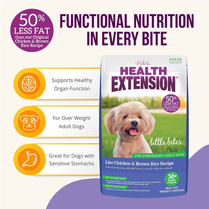 Health Extension Little Bites Lite Chicken & Brown Rice Recipe Dry Dog Food 4lb