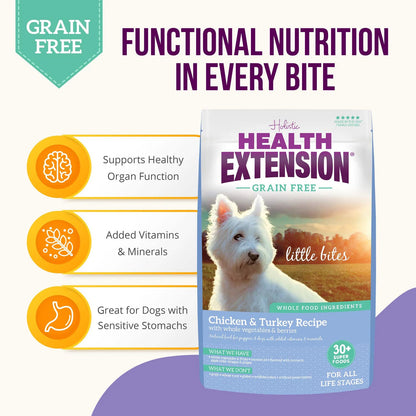 Health Extension Grain Free Chicken & Turkey Little Bites Dry Dog Food 3.5lb