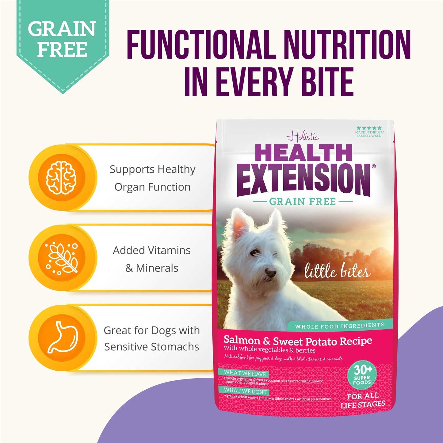 health extension grain free salmon little bites dry dog food 3.5lb