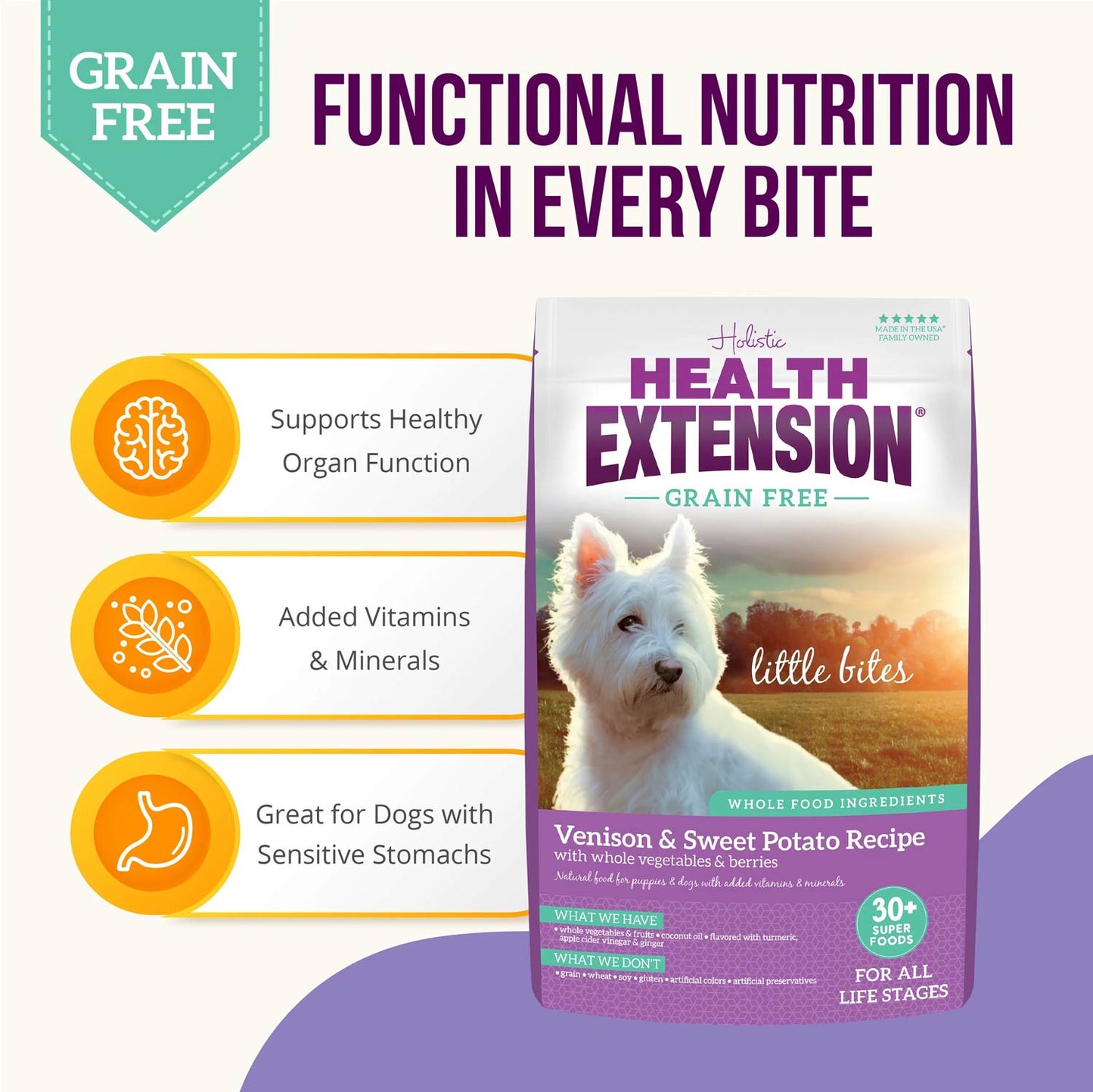 health extension grain free venison little bites dry dog food 3.5lb