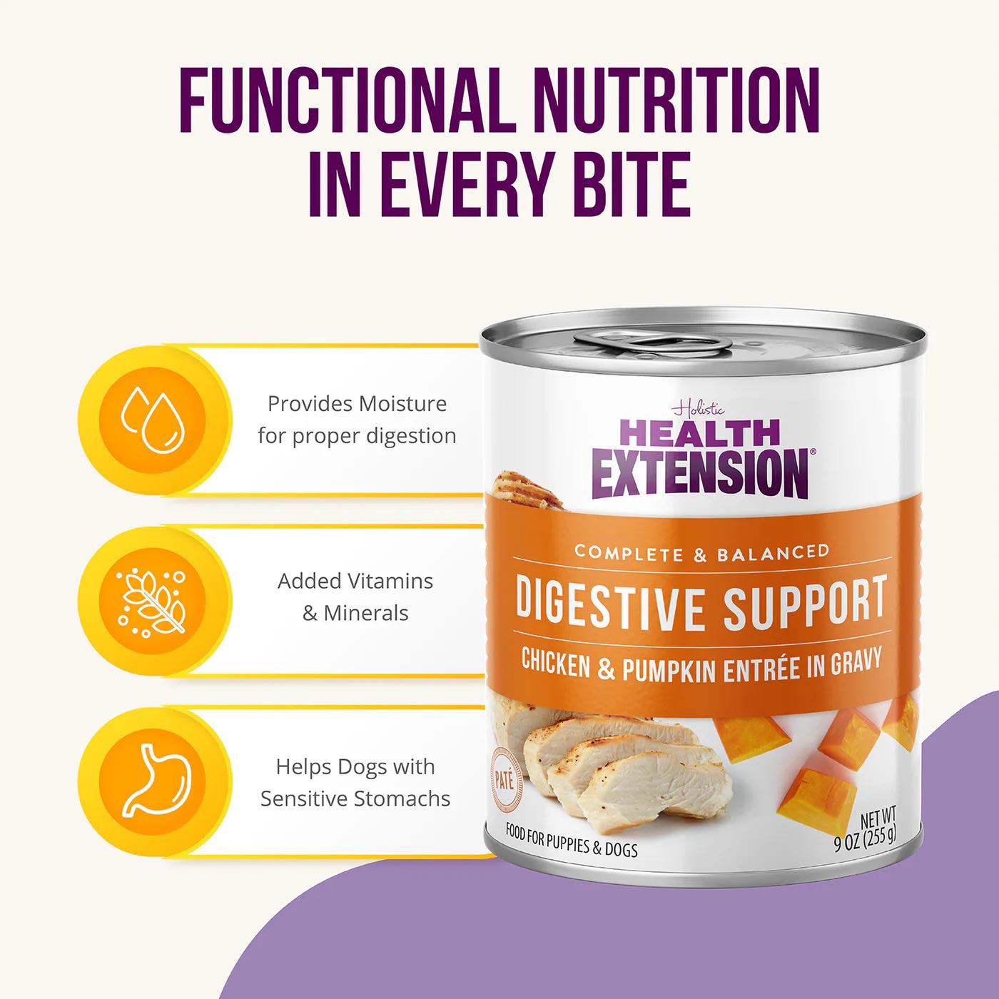 digestive support, chicken & pumpkin entrée in gravy