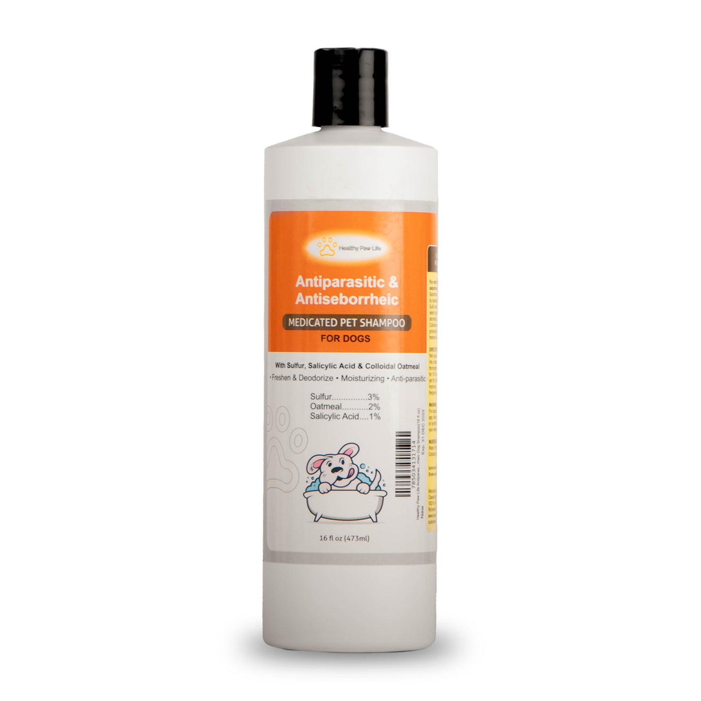healthy paw life's sulfur, salicylic acid, oatmeal shampoo, 16 fl oz