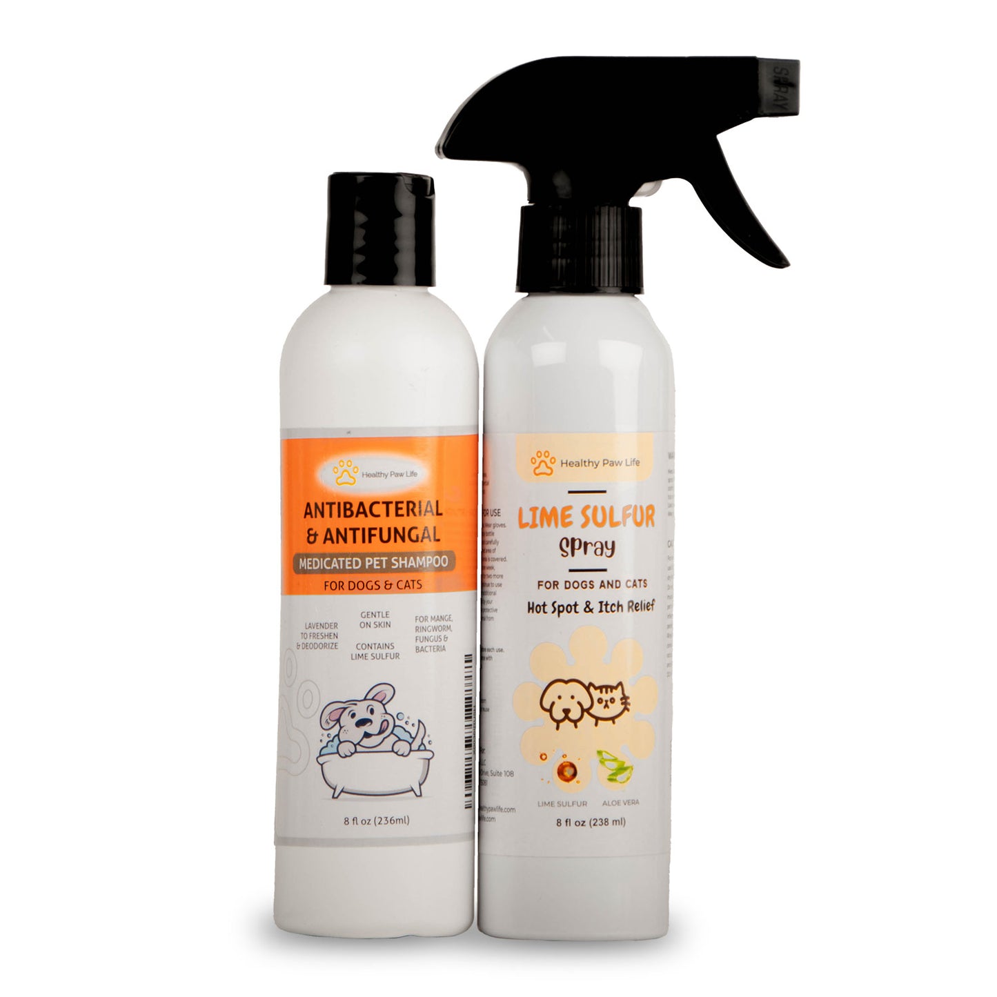healthy paw life's bundle of lime sulfur spray (8 fl oz) and lime sulfur shampoo (8 fl oz)