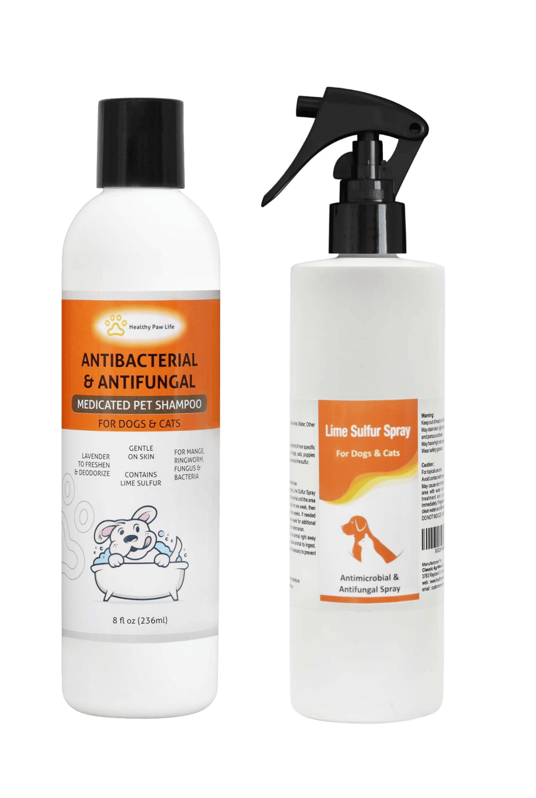 healthy paw life's bundle of lime sulfur spray (8 fl oz) and lime sulfur shampoo (8 fl oz)