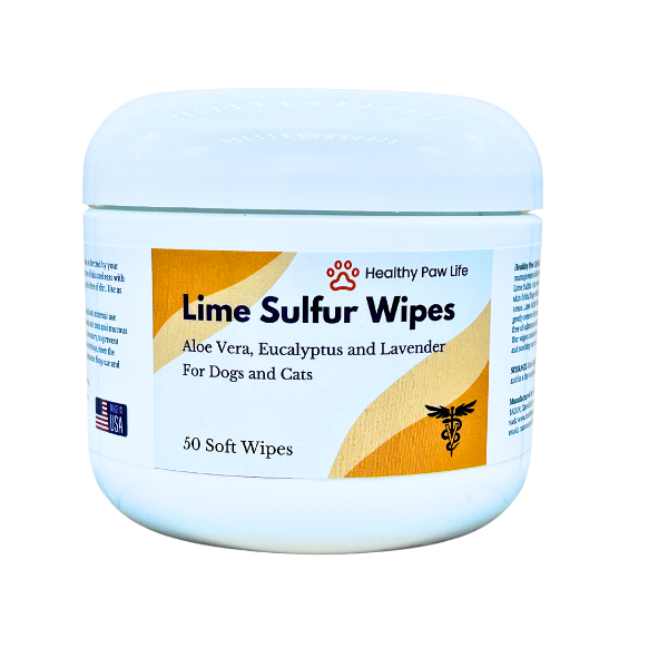 healthy paw life’s lime sulfur wipes  (50ct, 2" skin soothe wipes)