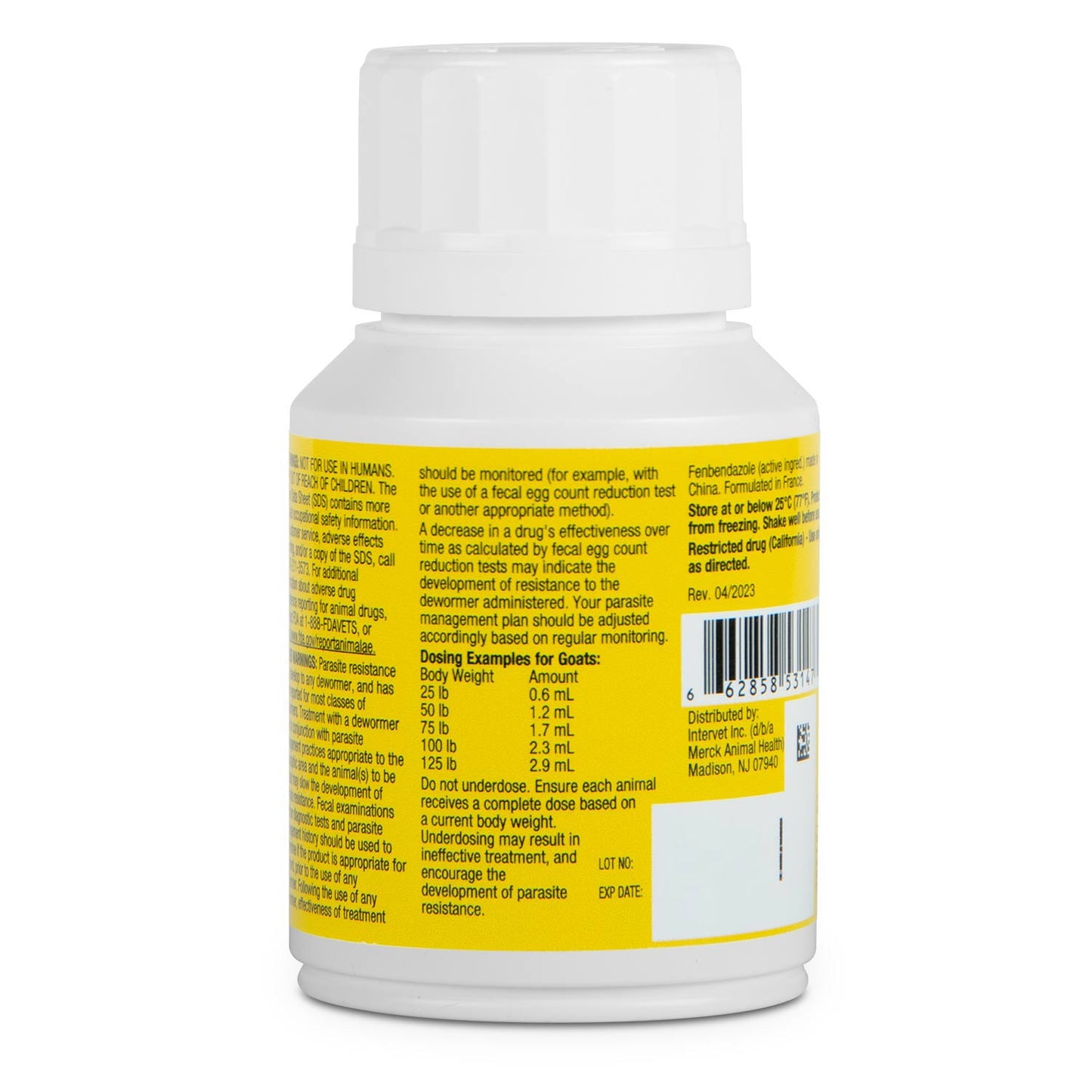safe-guard goat dewormer (10% suspension), 125 ml
