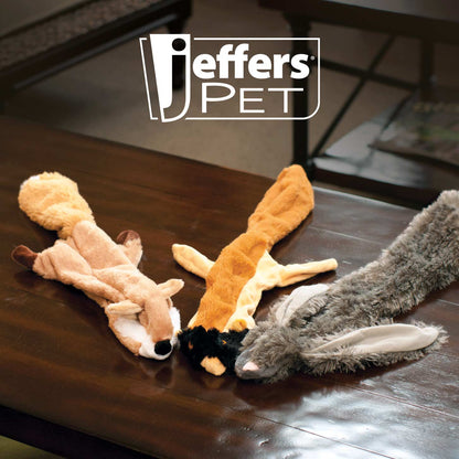 Jeffers Pet Thinnies Unstuffed Plush Dog Toy with Rope & Squeaker – 21" Rabbit, Flat Stuffing Free Chew Toy for Dogs & Puppies – Soft, Durable, Interactive Play, Fetch, Tug, Training, Teething