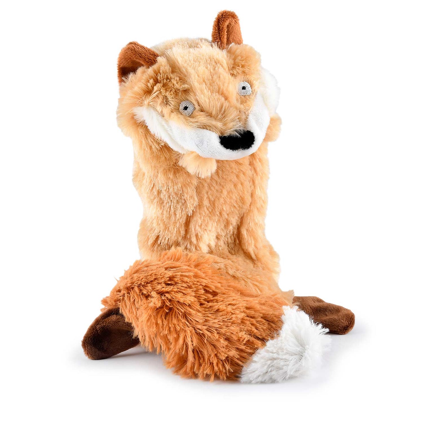 jeffers pet thinnies unstuffed plush dog toy with rope & squeaker – 21" fox, flat stuffing free chew toy for dogs & puppies – soft, durable, interactive play, fetch, tug, training, teething