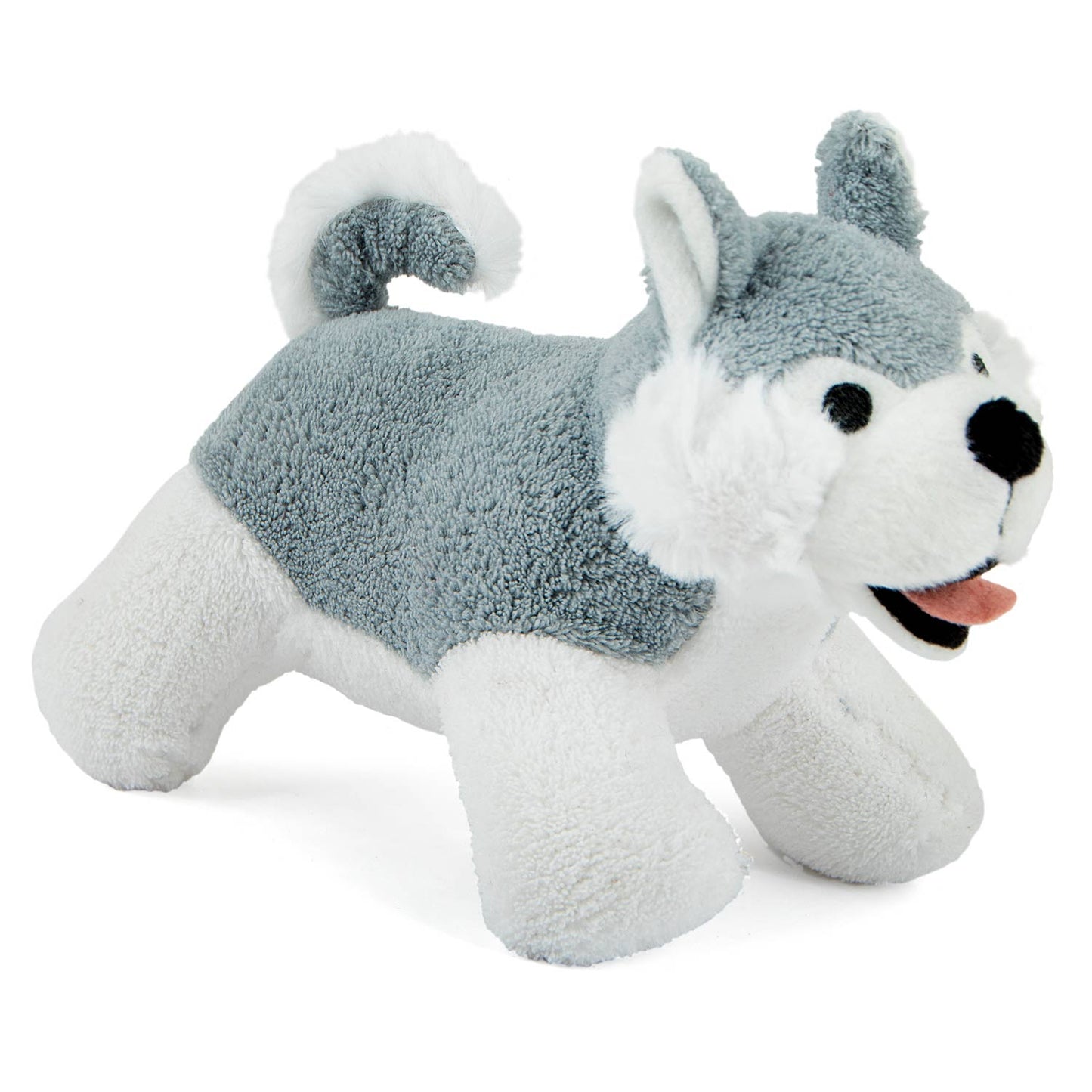 jeffers pet animal cuddlers plush dog toy with squeaker, 8" – soft, interactive puppy toy for small & medium breeds, indoor or outdoor play, fetch, snuggle, great gift for christmas - gray husky