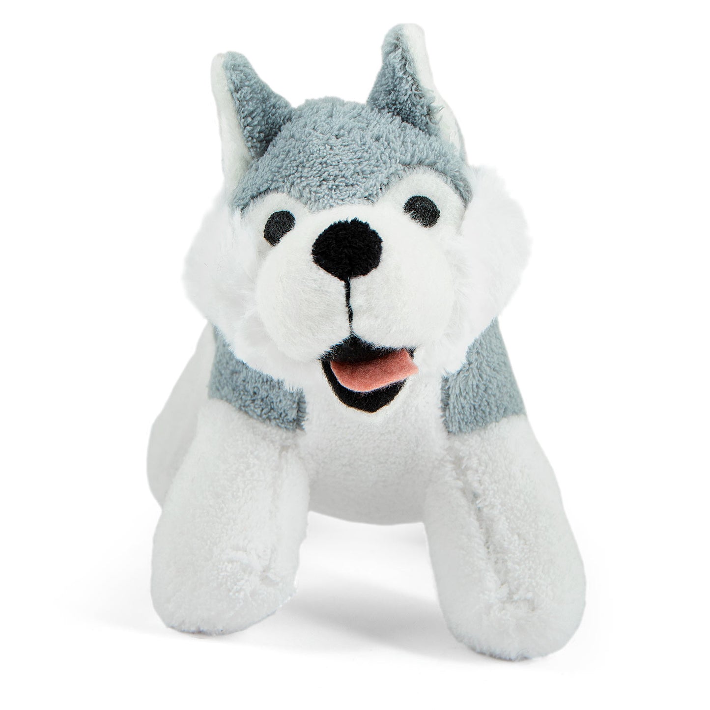 jeffers pet animal cuddlers plush dog toy with squeaker, 8" – soft, interactive puppy toy for small & medium breeds, indoor or outdoor play, fetch, snuggle, great gift for christmas - gray husky