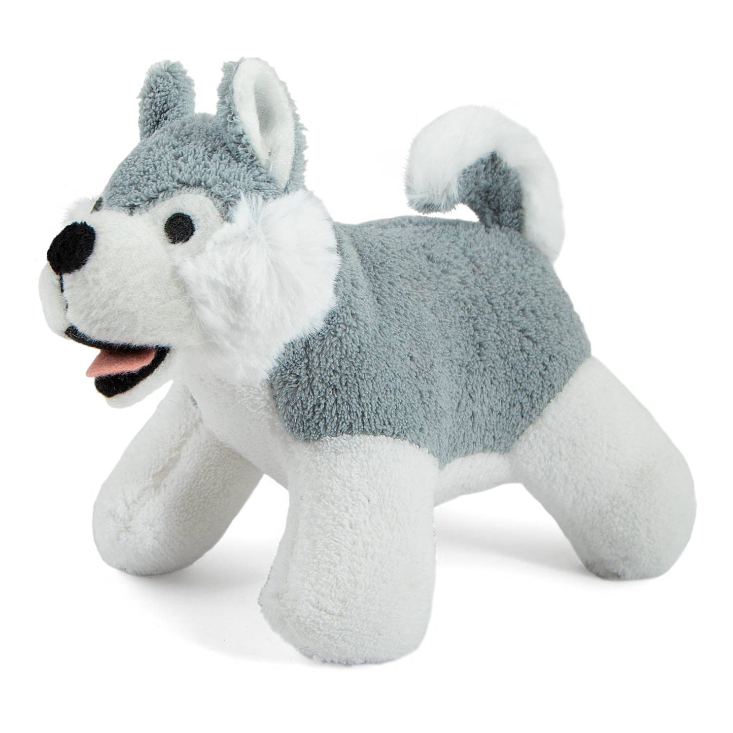 jeffers pet animal cuddlers plush dog toy with squeaker, 8" – soft, interactive puppy toy for small & medium breeds, indoor or outdoor play, fetch, snuggle, great gift for christmas - gray husky