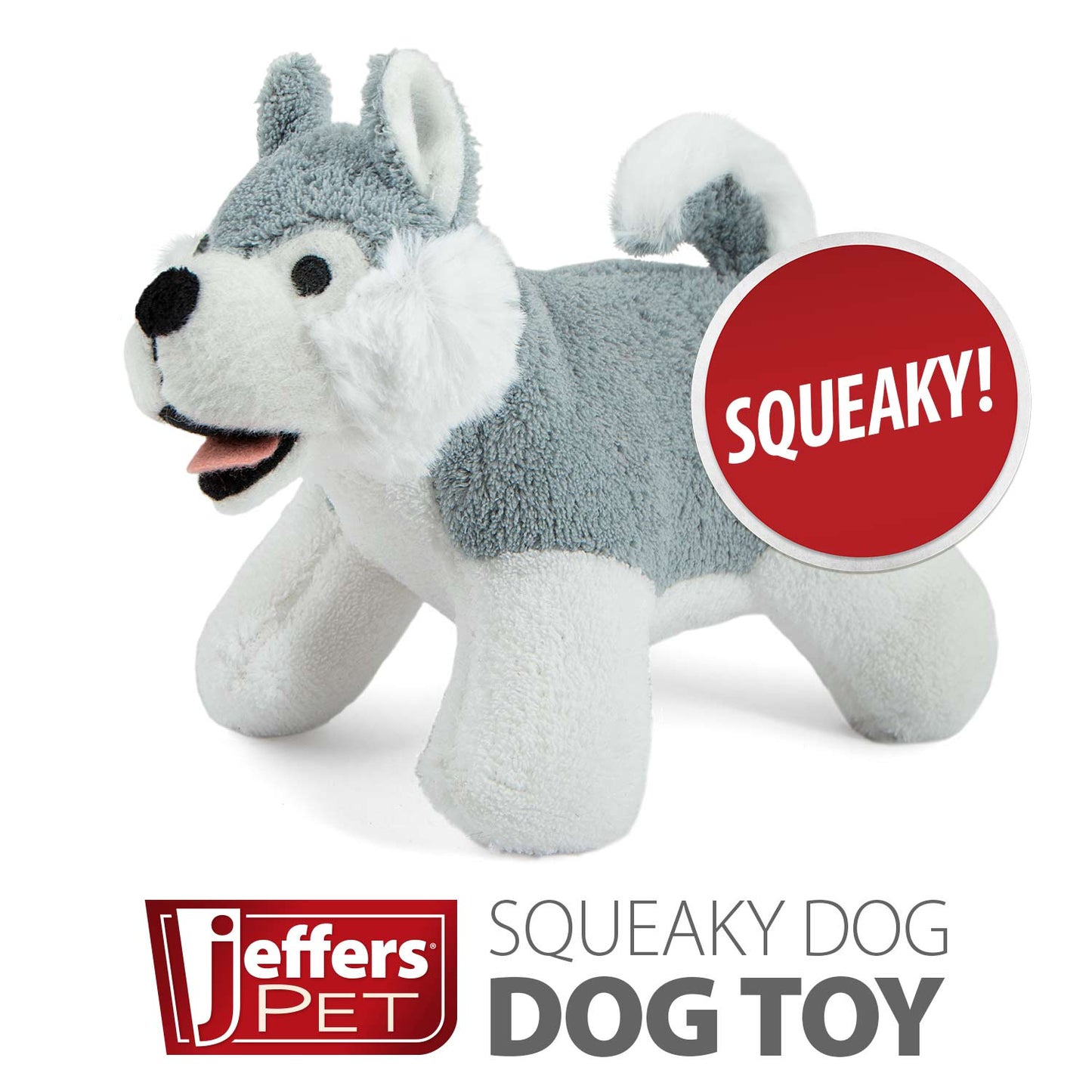 jeffers pet animal cuddlers plush dog toy with squeaker, 8" – soft, interactive puppy toy for small & medium breeds, indoor or outdoor play, fetch, snuggle, great gift for christmas - gray husky