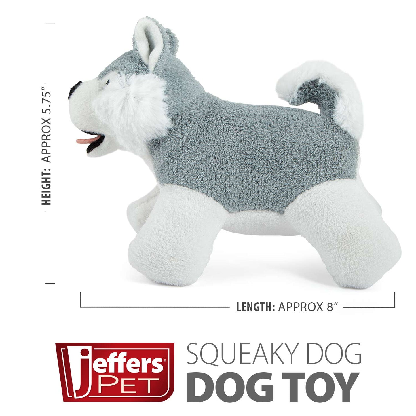 jeffers pet animal cuddlers plush dog toy with squeaker, 8" – soft, interactive puppy toy for small & medium breeds, indoor or outdoor play, fetch, snuggle, great gift for christmas - gray husky