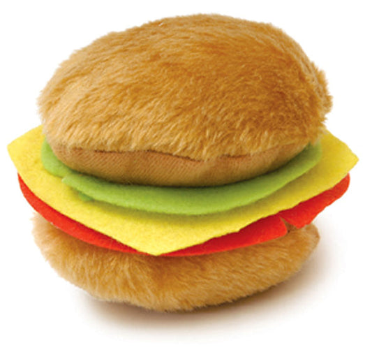 Jeffers Pet Plush American Grill Time Cuisine Dog Toys – 4.5" Squeaky Hamburger Plush Toys for Dogs – Chew, Cuddle, Interactive Play, Soft Durable Fabric, Puppy Gift, Christmas Stocking Stuffer