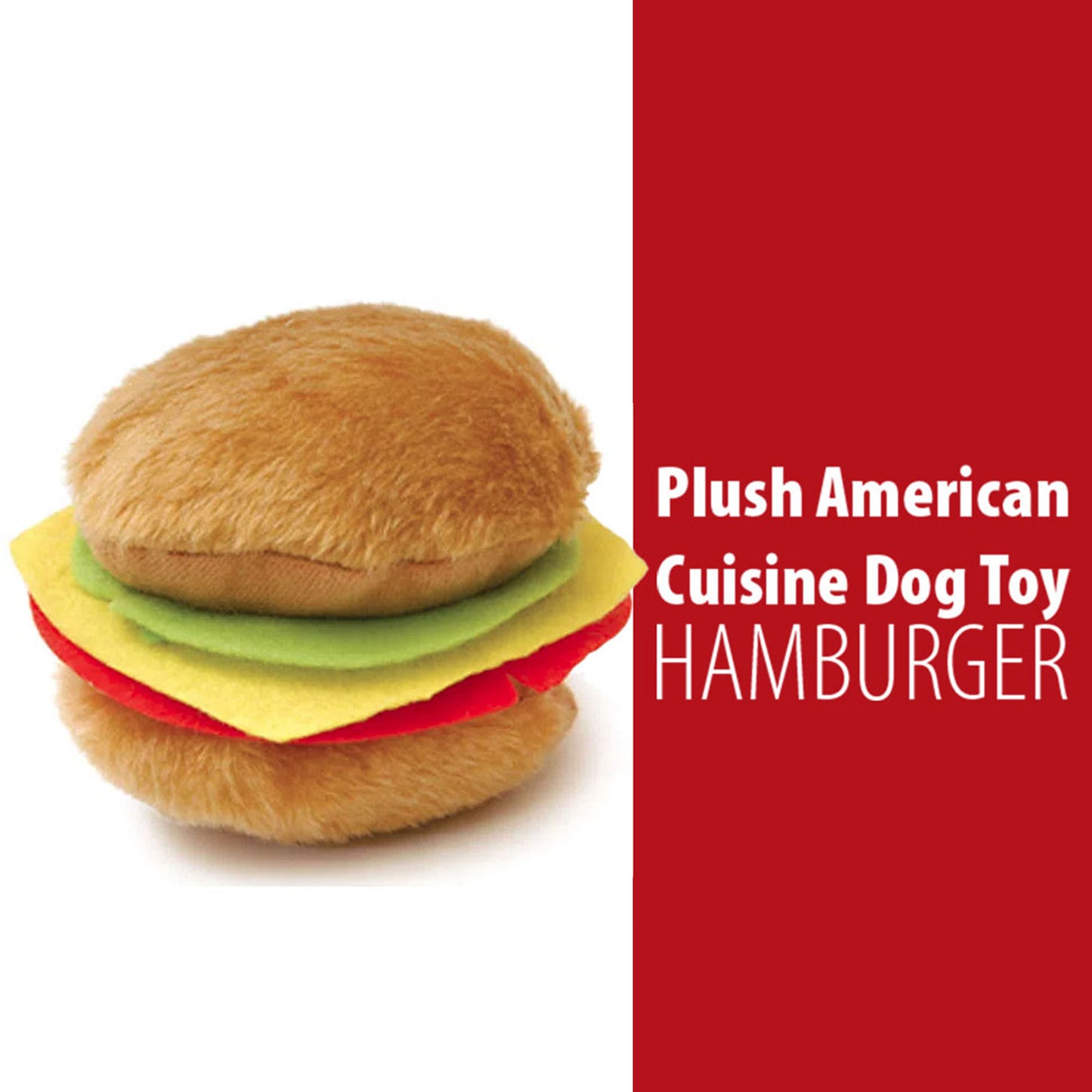 jeffers pet plush american grill time cuisine dog toys – 4.5" squeaky hamburger plush toys for dogs – chew, cuddle, interactive play, soft durable fabric, puppy gift, christmas stocking stuffer
