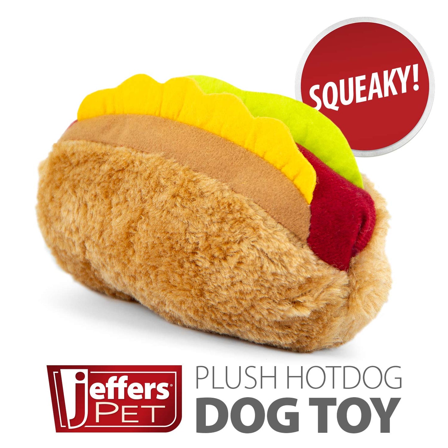 jeffers pet plush american grill time cuisine dog toys – 6" squeaky hotdog plush toys for dogs – chew, cuddle, interactive play, soft durable fabric, puppy gift, christmas stocking stuffer