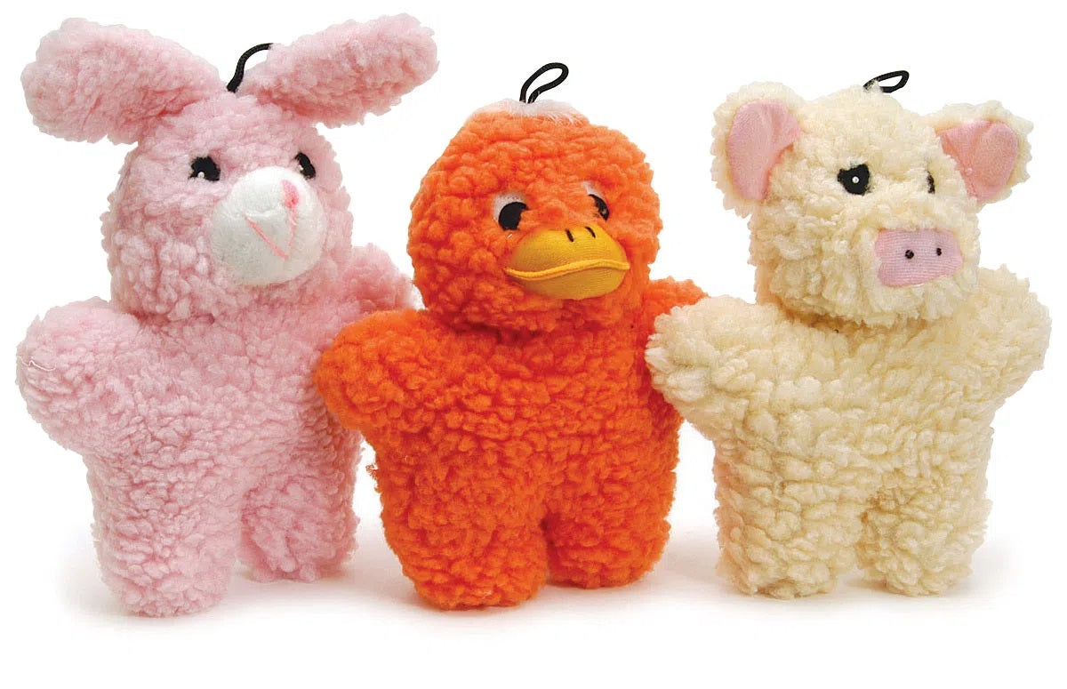 jeffers pet animal fuzzies plush squeaky dog toy for puppies & dogs, soft 8 inch stuffed animal, interactive pet toys for chewing, crate, travel, indoor play, small to large breeds - pink rabbit