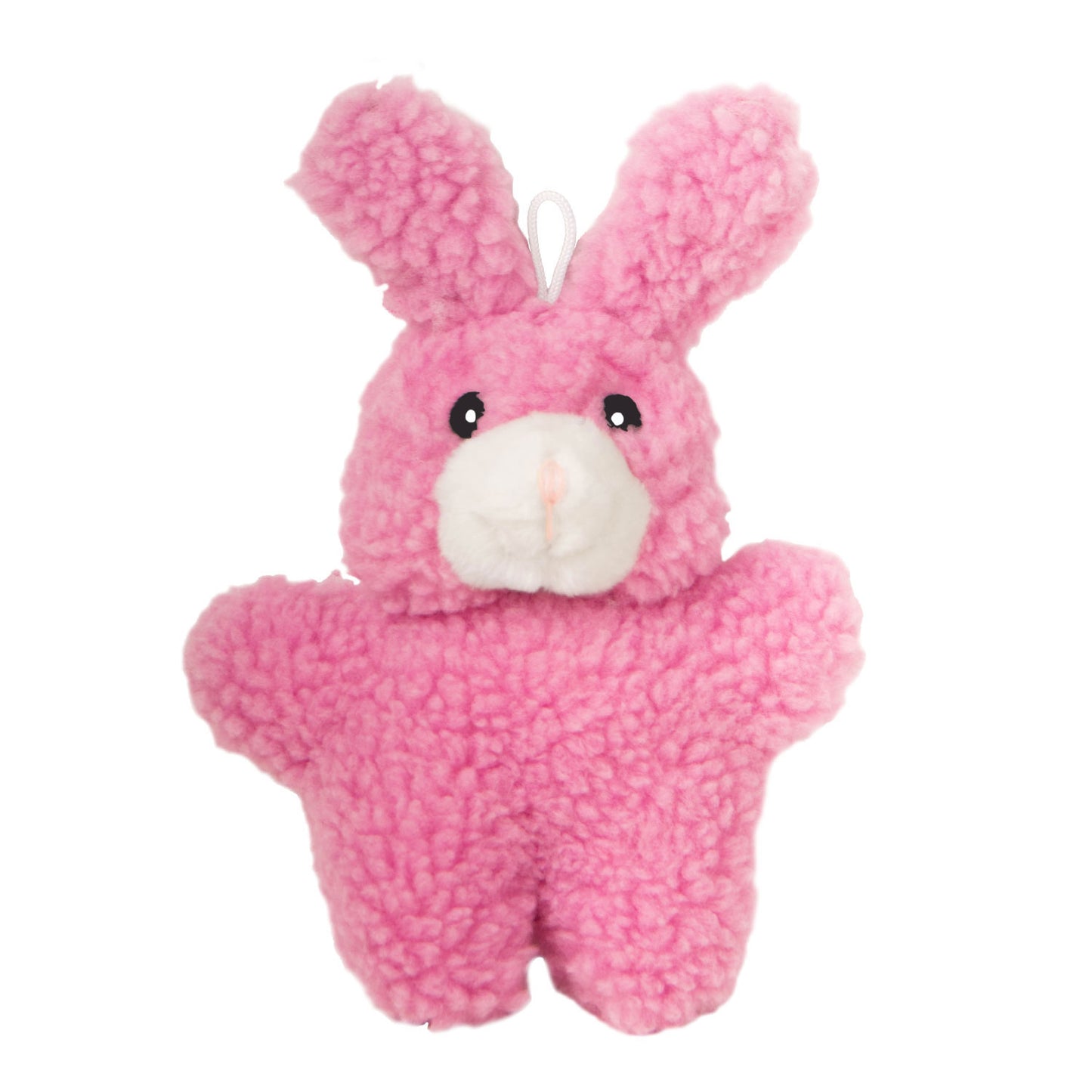 jeffers pet animal fuzzies plush squeaky dog toy for puppies & dogs, soft 8 inch stuffed animal, interactive pet toys for chewing, crate, travel, indoor play, small to large breeds - pink rabbit