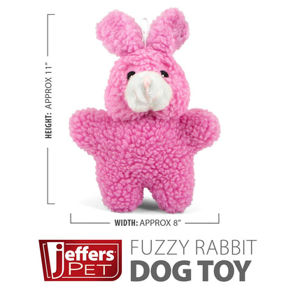 Jeffers Pet Animal Fuzzies Plush Squeaky Dog Toy for Puppies & Dogs, Soft 8 Inch Stuffed Animal, Interactive Pet Toys for Chewing, Crate, Travel, Indoor Play, Small to Large Breeds - Pink Rabbit