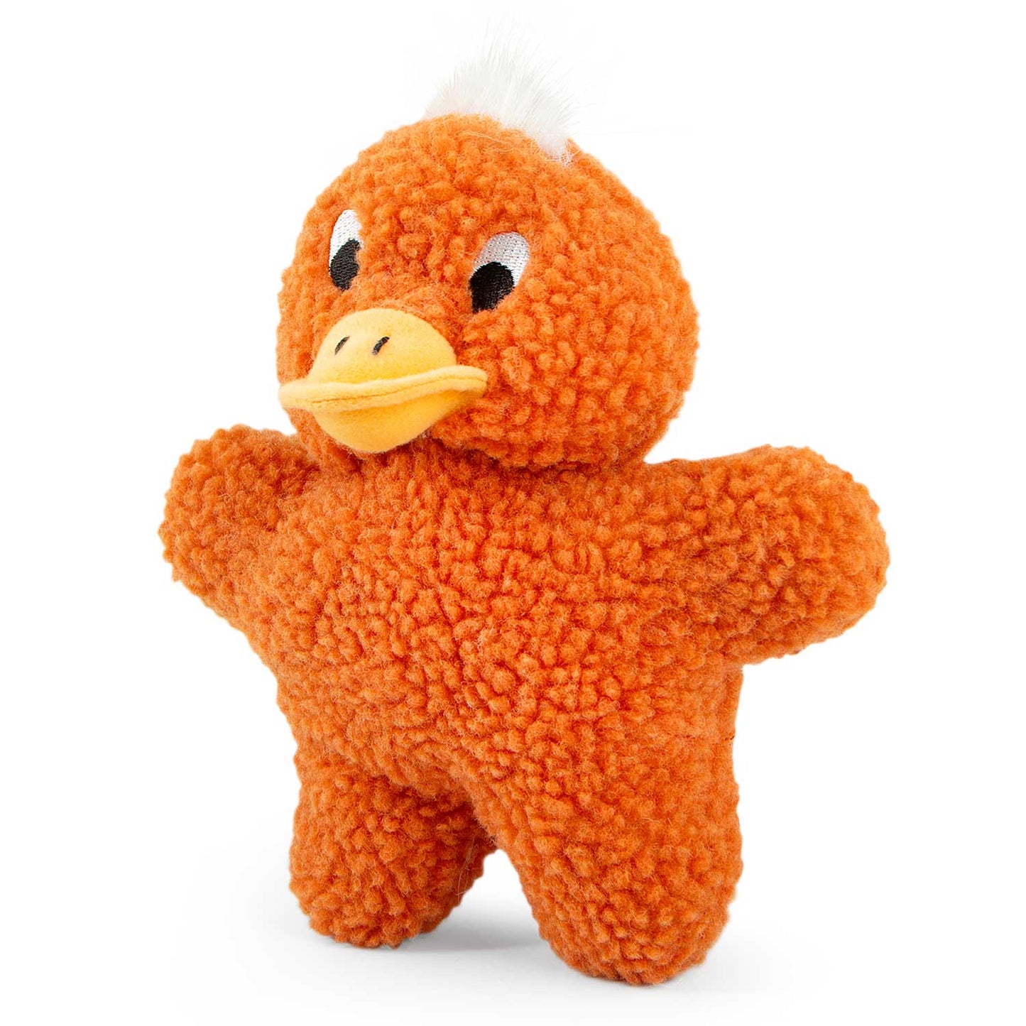 jeffers pet animal fuzzies plush squeaky dog toy for puppies & dogs, soft 8 inch stuffed animal, interactive pet toys for chewing, crate, travel, indoor play, small to large breeds - orange duck