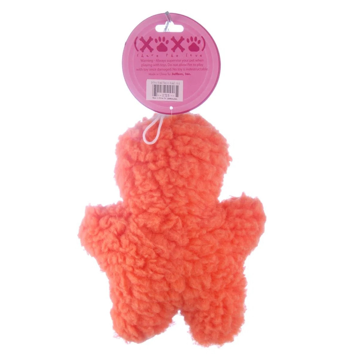 jeffers pet animal fuzzies plush squeaky dog toy for puppies & dogs, soft 8 inch stuffed animal, interactive pet toys for chewing, crate, travel, indoor play, small to large breeds - orange duck