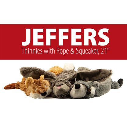 Jeffers Pet Thinnies Unstuffed with Squeaker, No Rope Dog Toy – 21" Plush Rabbit, Flat Stuffing Free Chew Toy for Dogs & Puppies – Soft, Durable, Interactive Play, Fetch, Tug, Training, Teething
