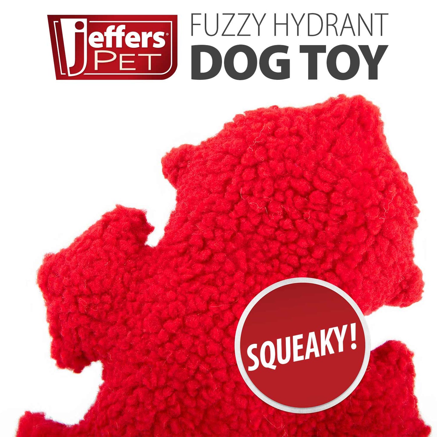 jeffers pet fire hydrant plush dog toy, 8” - soft fuzzy squeaker toy for interactive play, lightweight plush for small & medium dogs, cute holiday christmas gift, durable red fabric for indoor play