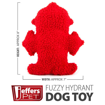 Jeffers Pet Fire Hydrant Plush Dog Toy, 8” - Soft Fuzzy Squeaker Toy for Interactive Play, Lightweight Plush for Small & Medium Dogs, Cute Holiday Christmas Gift, Durable Red Fabric for Indoor Play