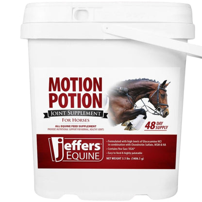 Jeffers Motion Potion Horse Joint Supplement Pellets – Glucosamine HCL, MSM, Chondroitin, Hyaluronic Acid, Vitamin C & E, Daily Equine Support for Senior & Active Horses – 3.1, lbs 48 Day Supply