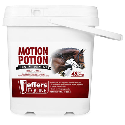 Jeffers Motion Potion Horse Joint Supplement Pellets – Glucosamine HCL, MSM, Chondroitin, Hyaluronic Acid, Vitamin C & E, Daily Equine Support for Senior & Active Horses – 3.1, lbs 48 Day Supply