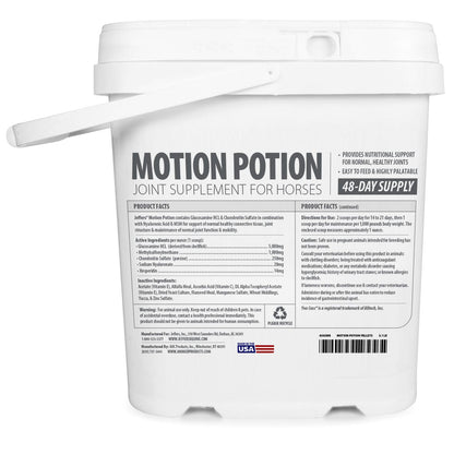 Jeffers Motion Potion Horse Joint Supplement Pellets – Glucosamine HCL, MSM, Chondroitin, Hyaluronic Acid, Vitamin C & E, Daily Equine Support for Senior & Active Horses – 3.1, lbs 48 Day Supply