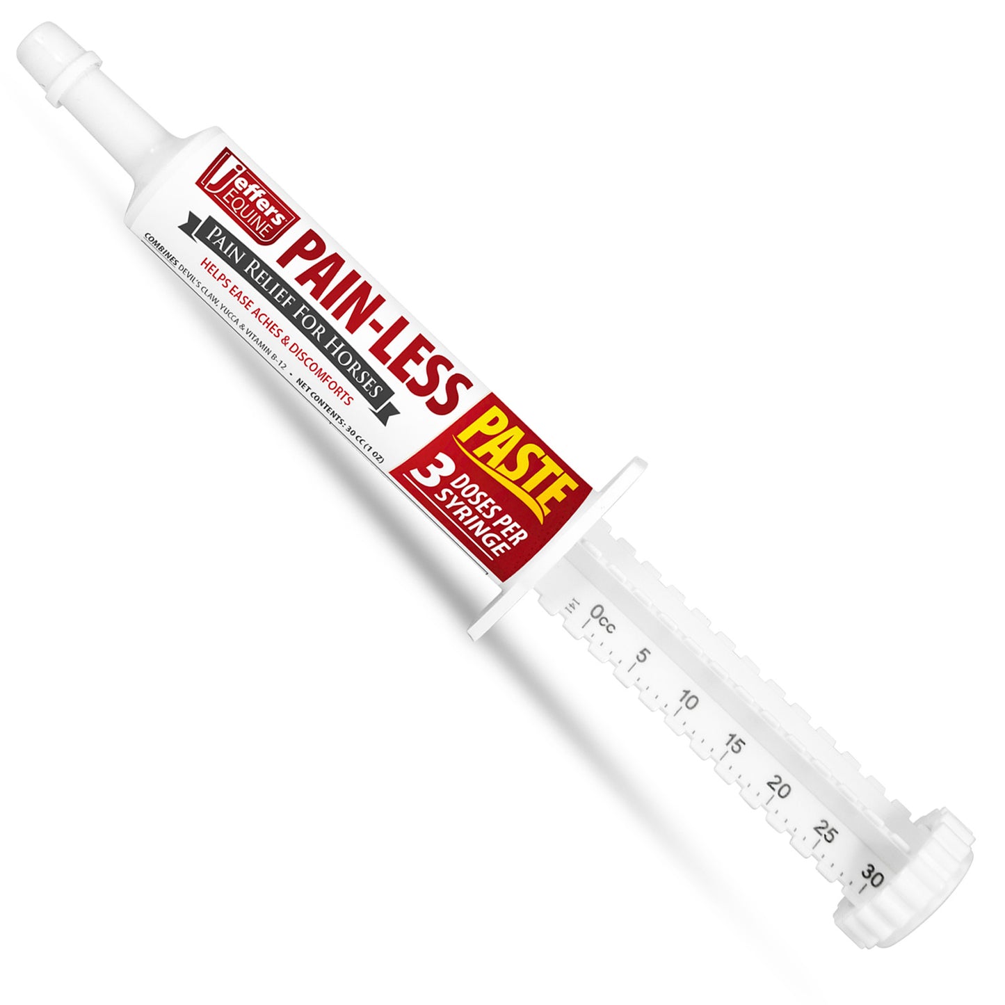 jeffers equine pain less paste horse supplement – joint muscle comfort & mobility support w/ devil’s claw, yucca, vitamin b12, w/ prebiotic for digestive nutritional support for horses, 30cc syringe