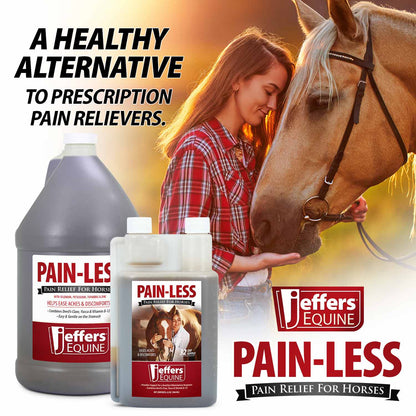 Jeffers Equine Pain Less Liquid Horse Supplement – Joint Muscle Comfort & Mobility Support with Devil’s Claw, Yucca, Vitamin B12, w/ Prebiotic for Digestive Nutritional Support for Horses - 32 oz