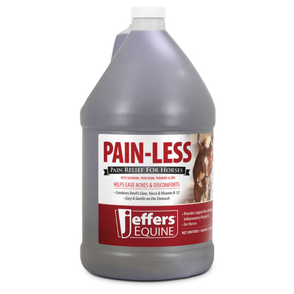 Jeffers Equine Pain Less Liquid Horse Supplement – Joint Muscle Comfort & Mobility Support with Devil’s Claw, Yucca, Vitamin B12, w/ Prebiotic for Digestive Nutritional Support for Horses - 128 oz