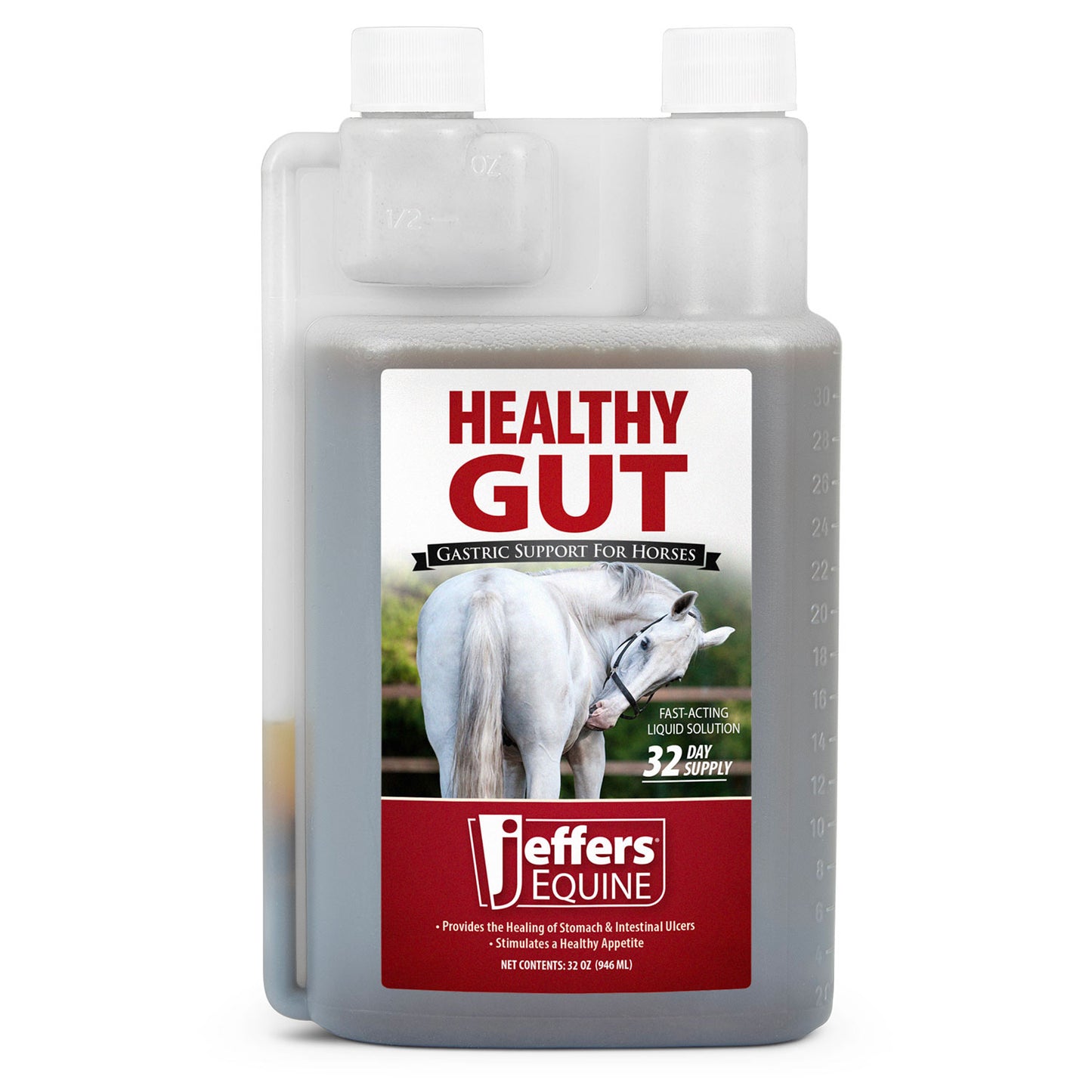 jeffers healthy gut horse gastric support – liquid digestive supplement for horses prone to ulcers, easy to feed formula, supports gut comfort & balanced digestion – 32 oz (32 day supply)