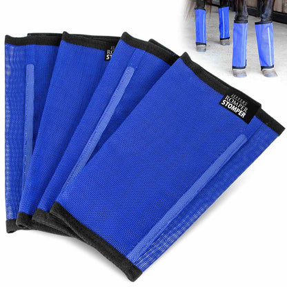 Jeffers Equine Romper Stomper Fly Boots for Horses, Indigo, Small, Breathable Mesh Horse Leg Protection Leggings, Adjustable, Chemical Free, Easy Clean, Reduce Stomping, Equine Accessories - 4 Pack