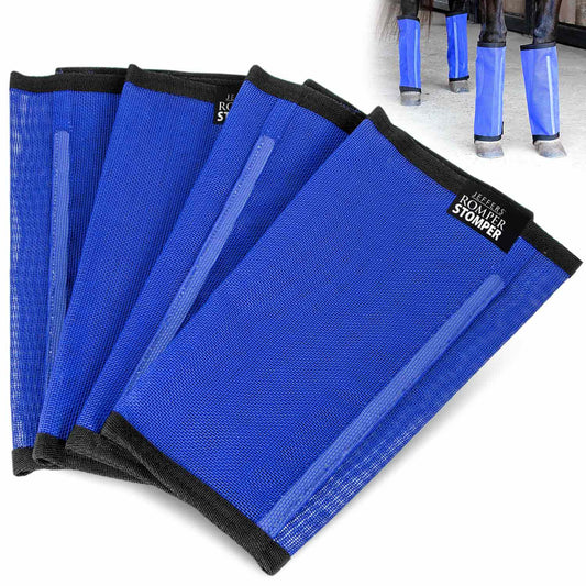 Jeffers Equine Romper Stomper Fly Boots for Horses, Indigo, Large, Breathable Mesh Horse Leg Protection Leggings, Adjustable, Chemical Free, Easy Clean, Reduce Stomping, Equine Accessories - 4 Pack