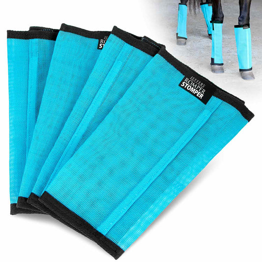 Jeffers Romper Stomper Fly Boots for Horses, Turquoise, Medium, Breathable Mesh Horse Leg Protection Leggings, Adjustable, Chemical Free, Easy Clean, Reduce Stomping, Equine Accessories - 4 Pack