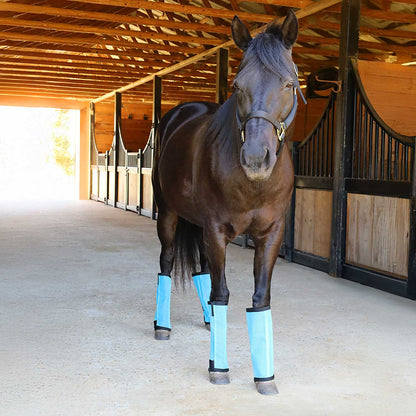 Jeffers Romper Stomper Fly Boots for Horses, Turquoise, Medium, Breathable Mesh Horse Leg Protection Leggings, Adjustable, Chemical Free, Easy Clean, Reduce Stomping, Equine Accessories - 4 Pack