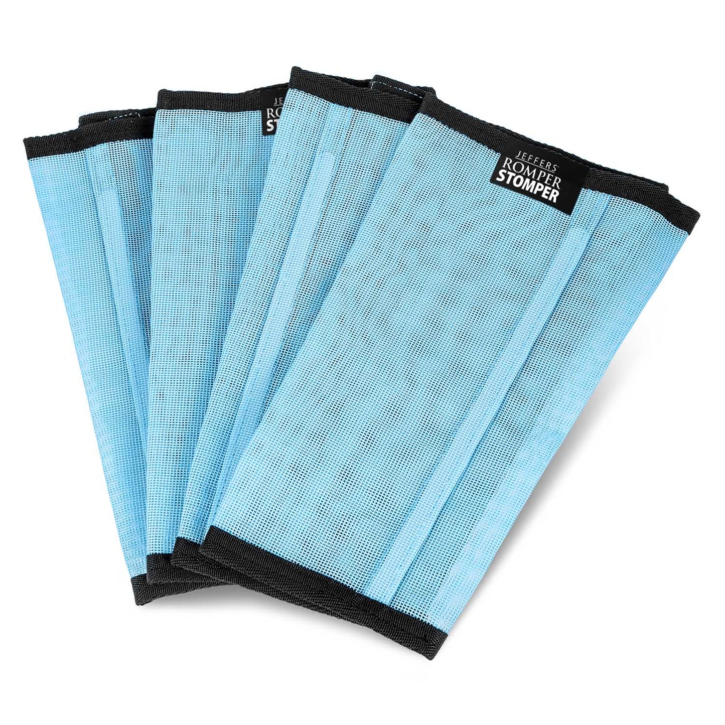 jeffers romper stomper fly boots for horses, light blue, small, breathable mesh horse leg protection leggings, adjustable, chemical free, easy clean, reduce stomping, equine accessories - 4 pack