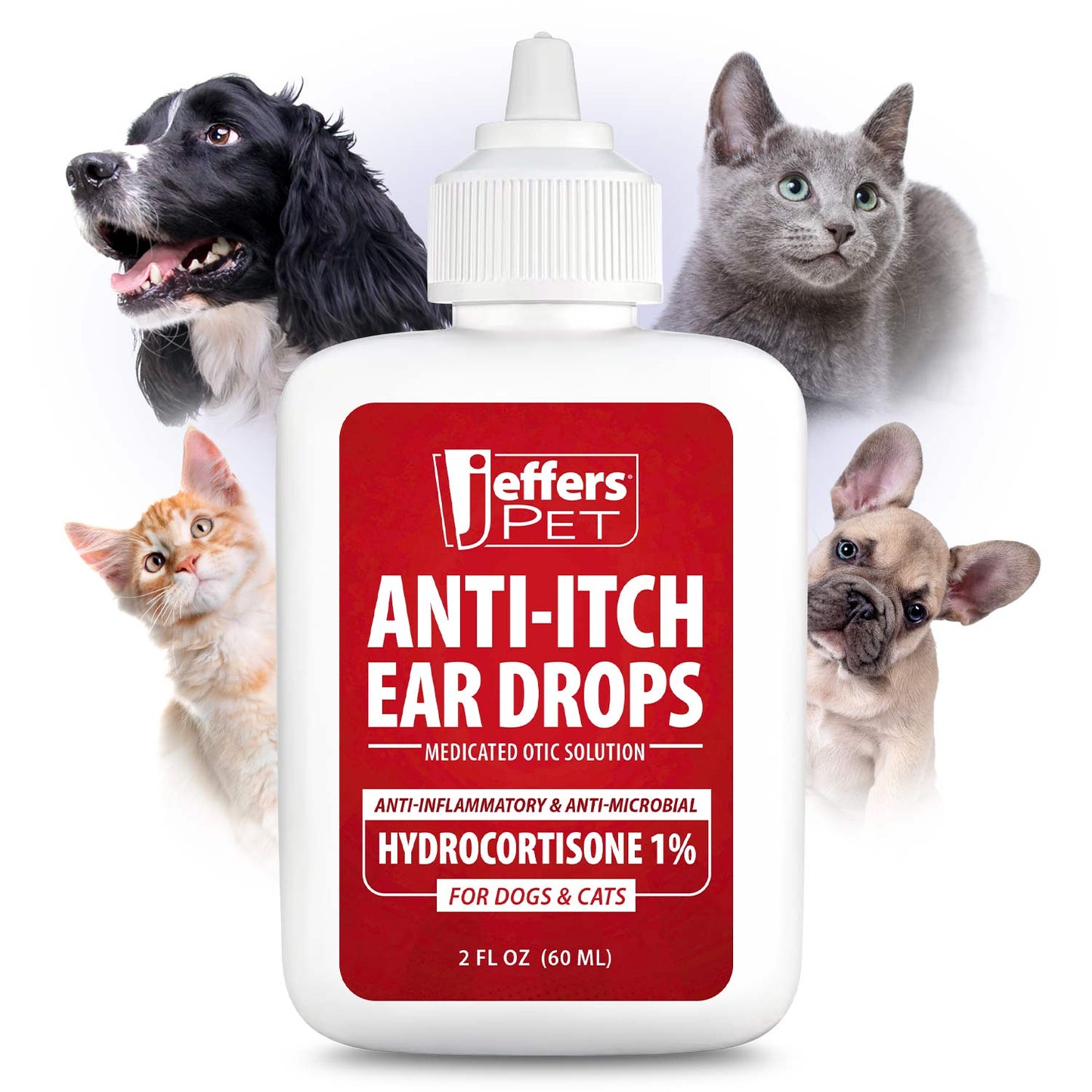 jeffers anti-itch ear drops for dogs & cats, 2 fl oz -1% hydrocortisone otic solution, soothes itchy ears, supports ear comfort & hygiene, clean & refreshes, safe for puppies, kittens, adult pet